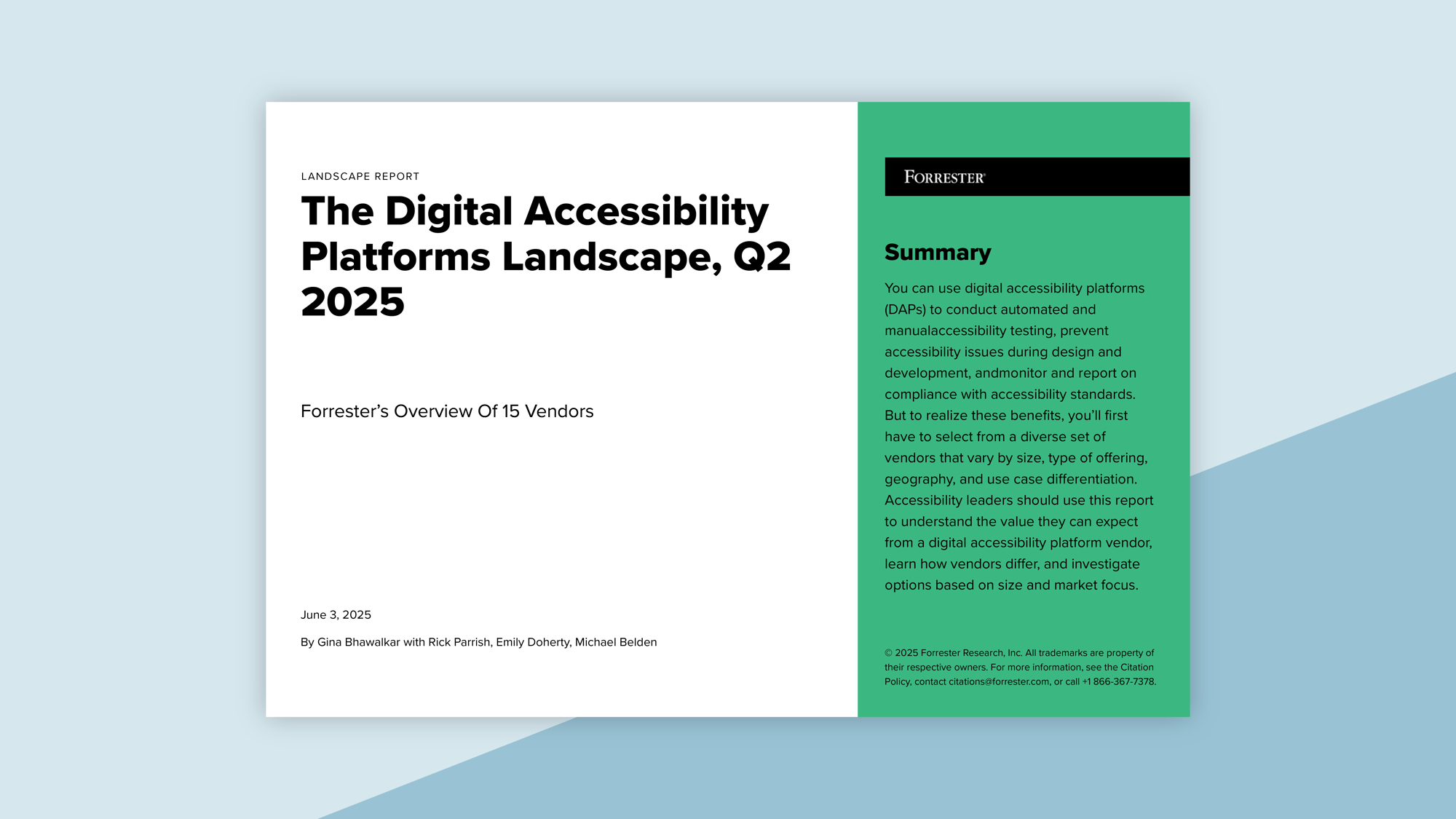 Thumbnail of the Digital Accessibility Platforms Landscape, Q2 2025 from Forrester
