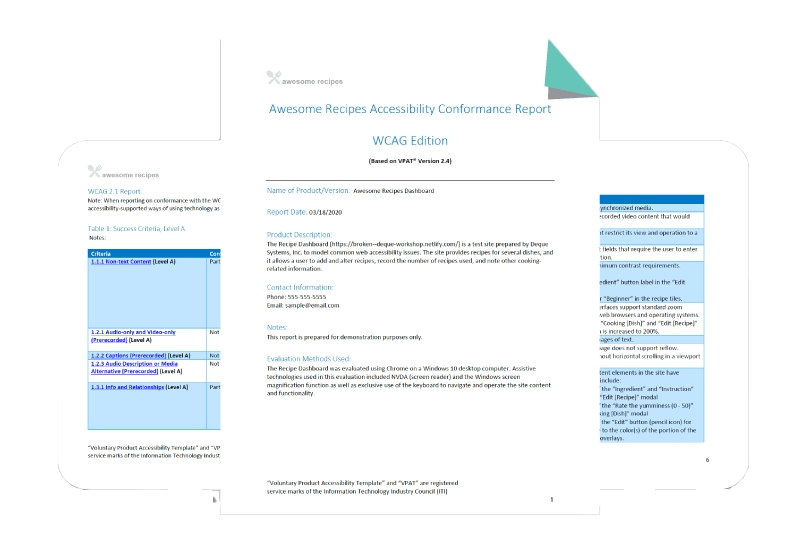 Example of a Voluntary Product Accessibility Template (VPAT) document