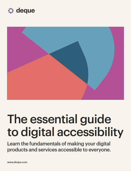 Cover page for the essential guide to digital accessibility Cover page for the essential guide to digital accessibility